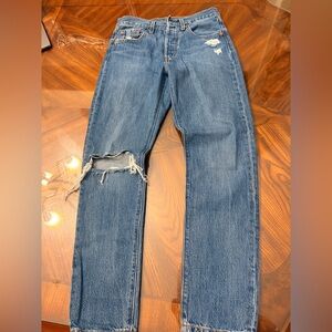 Levi’s 501 Distressed Blue Jeans